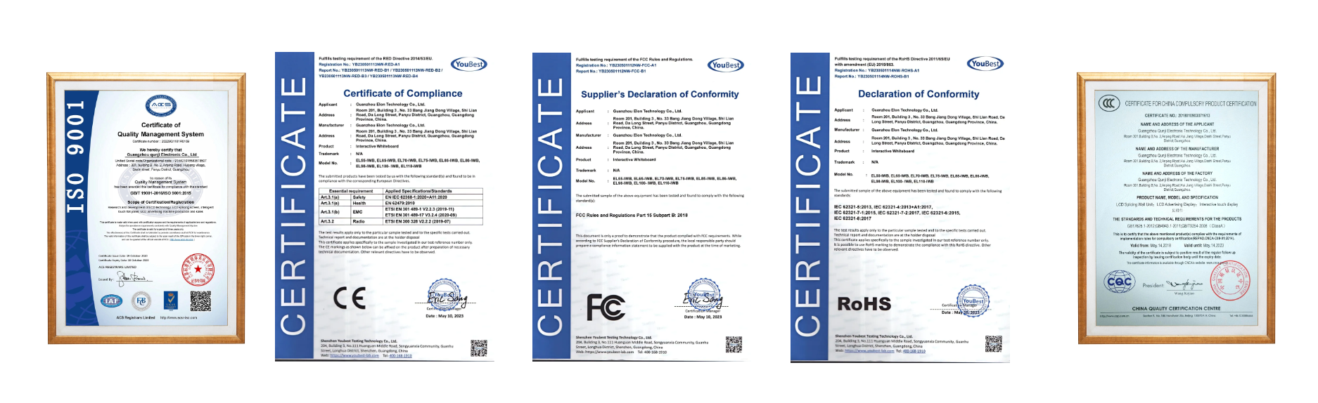TORUI Interactive Whiteboard Certifications